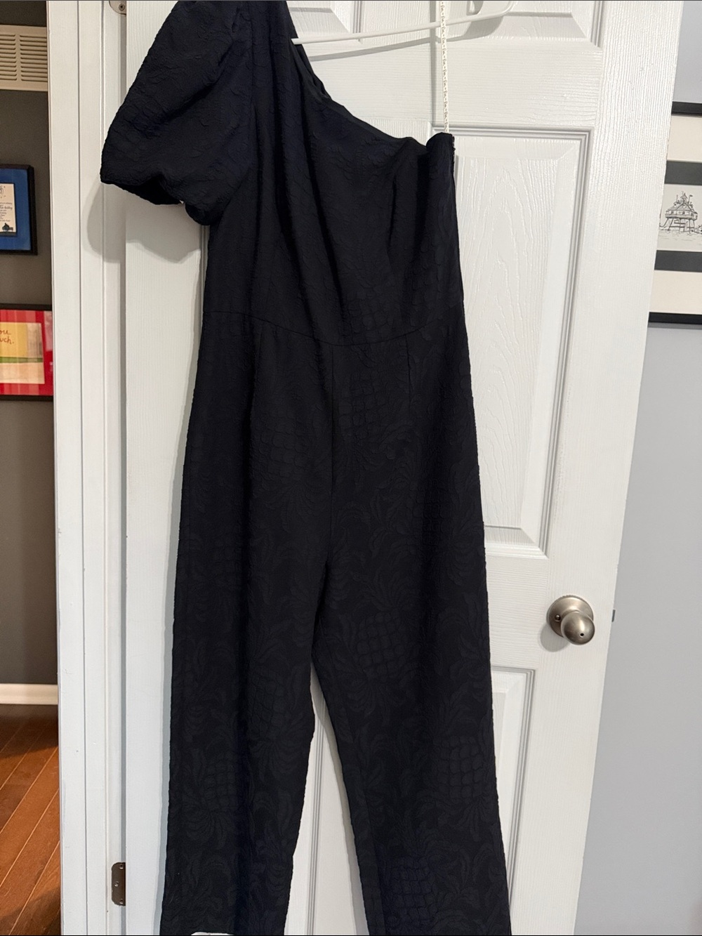 NWT Lilly Pulitzer Black One-Shoulder Textured Jumpsuit